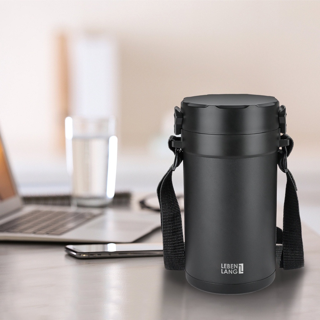 Hộp cơm giữ nhiệt LEBENLANG LBT856 bằng inox, gồm 4 khay riêng biệt dung tích 2.2L - hàng chính hãng