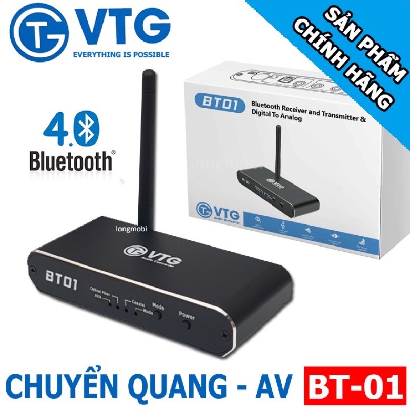 VTG BT01 - Bộ Chuyển Âm Thanh Quang Học Sang AV Tích Hợp Bluetooth 4.0-Sản phẩm chính hãng