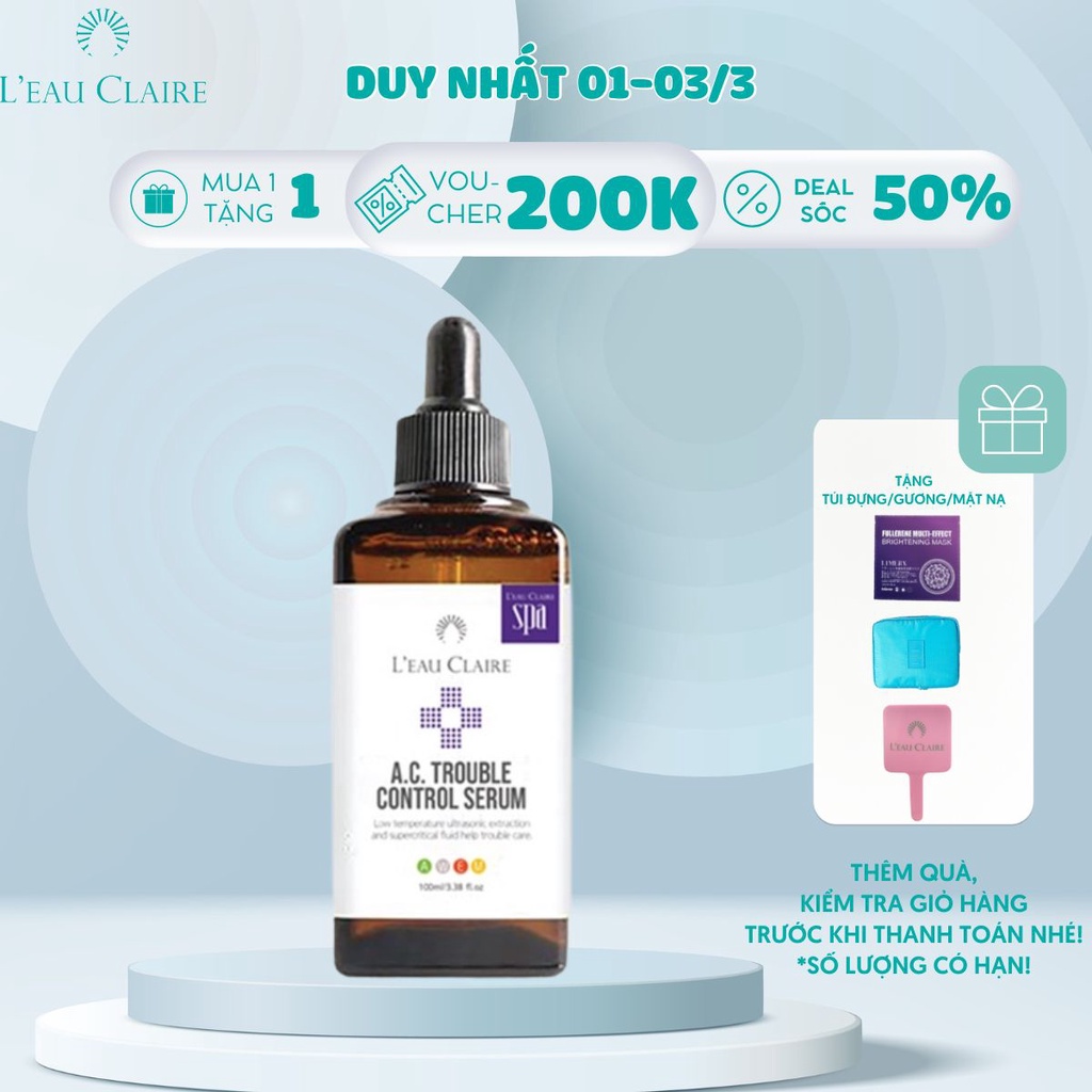 Tinh chất dưỡng trắng da mờ thâm cho da mụn L'eau Claire A.C. Trouble Control Serum 100ml