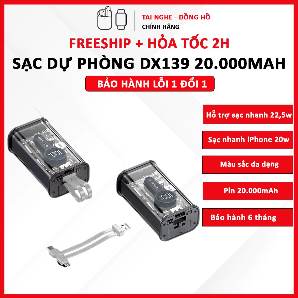 Sạc Dự Phòng 2 Đầu Ra DX139 20000mAh / Sạc Nhanh PD 20W / 22,5W MobileCity