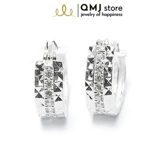 [Mã SKAMCLU8 giảm 10% cho đơn từ 100K] Bông tai bạc QMJ Mo nạm đá tấm giữa 3 hàng sang trọng - Q021