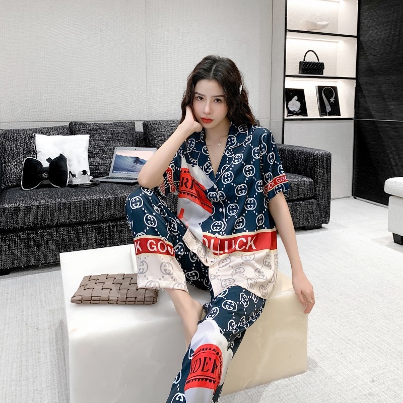 Đồ bộ ngủ Pyjama lụa tơ tay ngắn quần dài TN20