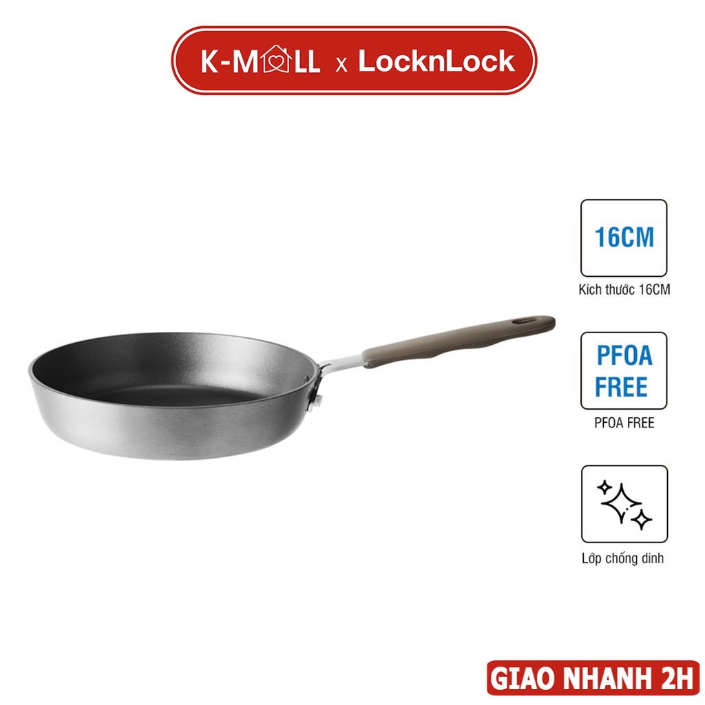 Chảo chiên LocknnLock Handycook LHD1163 ,KHÔNG DÙNG TRÊN BẾP TỪ - Chính Hãng, có tay cầm 16cm tiện lợi nhỏ gọn - K-MALL