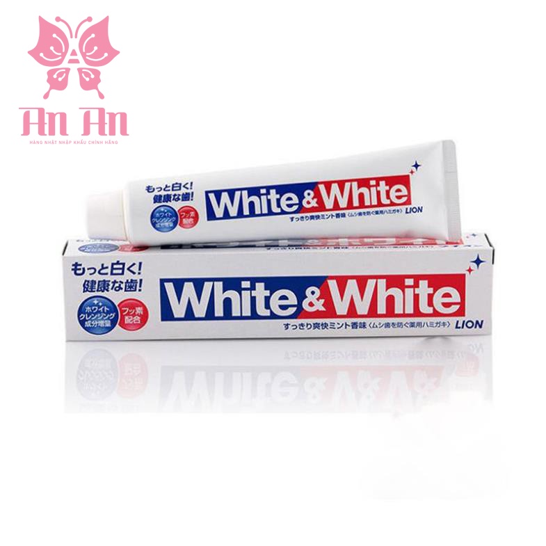 Kem đánh răng White & White Lion làm trắng răng , hơi thở thơm mát 150g Nhật Bản