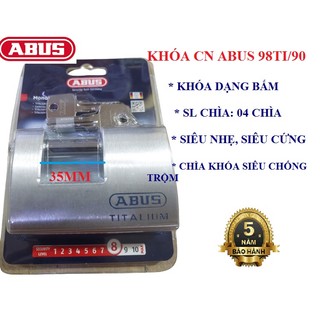 Khóa cầu ngang abus 98ti/90 thân titalium rộng 90mm - bh 5 năm