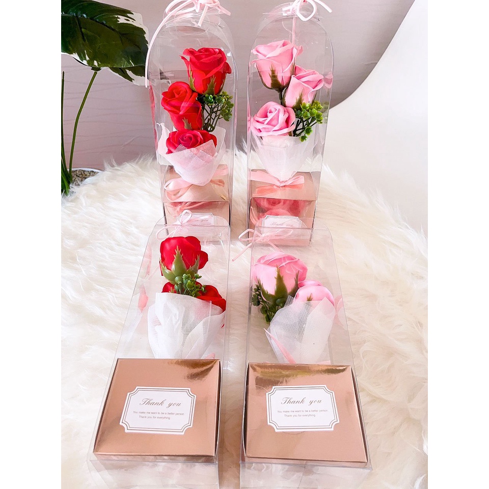 Hộp Hoa Hồng Sáp Thơm 3 Bông Nhỏ Xinh, Quà Tặng Sinh Nhật, 20/10