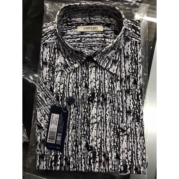 [Viettien] - Áo sơ mi ngắn tay Viettien 100% cotton họa tiết