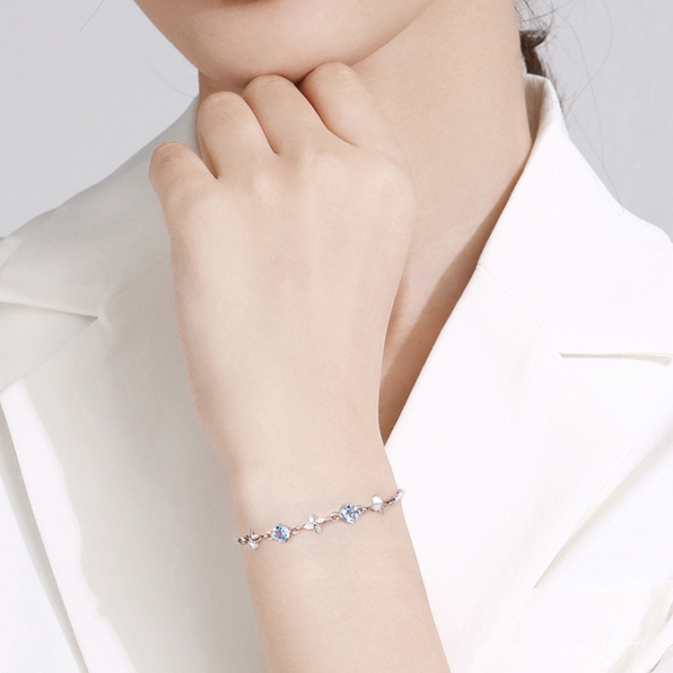 Lắc Tay Bạc Nữ - Cỏ Bốn Lá   - Vòng Tay Bạc Sterling M.Lady Jewelry