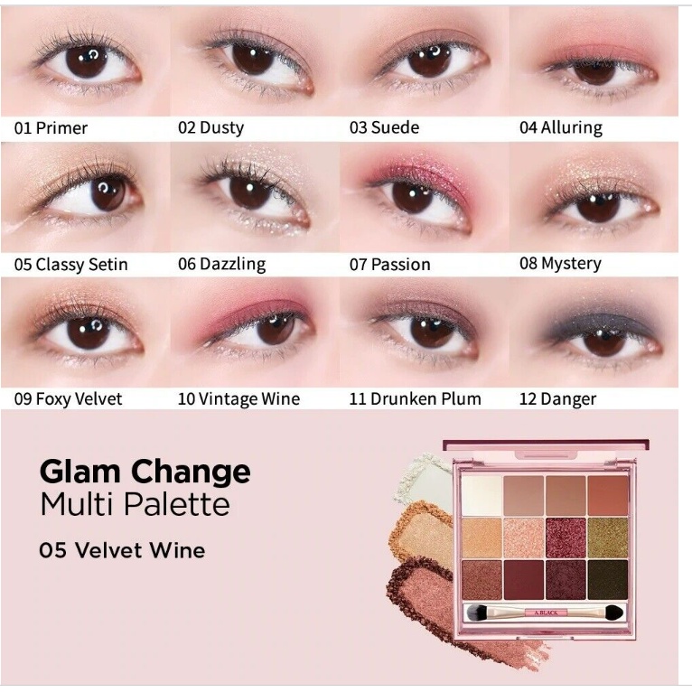 Bảng Phấn Mắt 12 Màu A.Black Glam Change Multi Palatte by Clio 14.4g