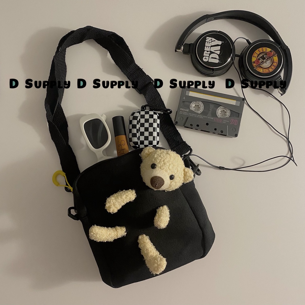 Túi Xách Vải Kèm Gấu Bông I Túi Tote Kèm Gấu Bông I Túi Đeo Chéo I Túi Vải Canvas Đựng Điện Thoại 2023