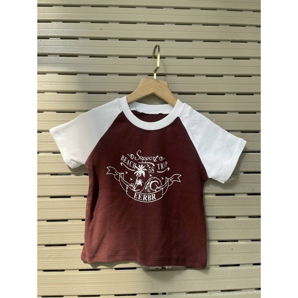 Áo Thun croptop phối tay màu raplang siêu xinh