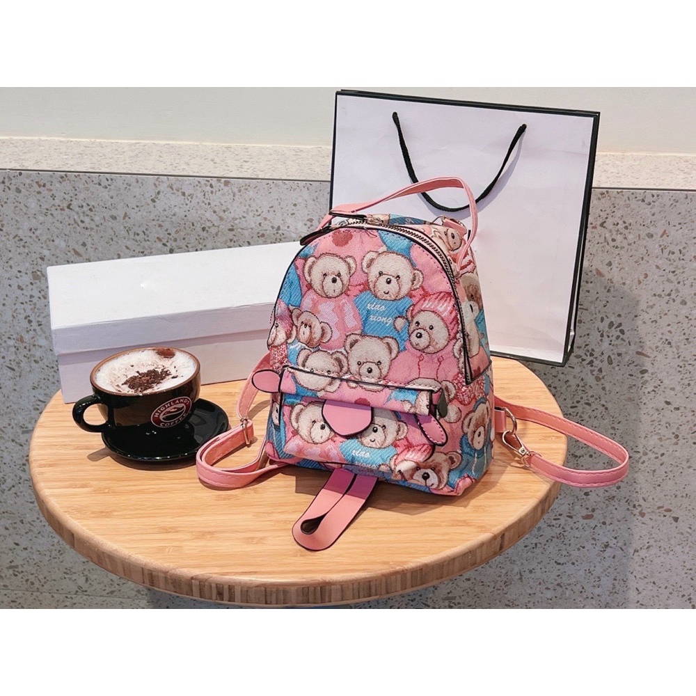 Balo nữ thời trang Bag.thanhthu đủ size hoạ tiết gấu hồng đi học đi chơi siêu xinh 103