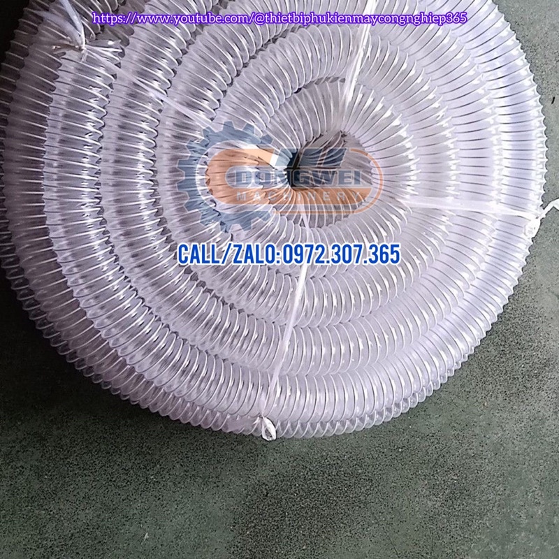 Ống hút bụi dạng lò xo nhựa PU, PVC lõi gân nhựa siêu bền, dùng cho máy hút bụi công nghiệp
