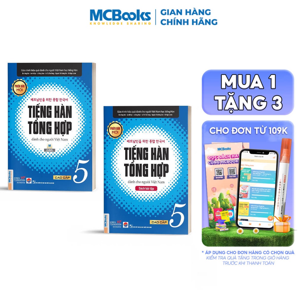 Sách - Combo Tiếng Hàn Tổng Hợp Dành Cho Người Việt Nam Cao Cấp 5 (Giáo trình và Sách Bài Tập)