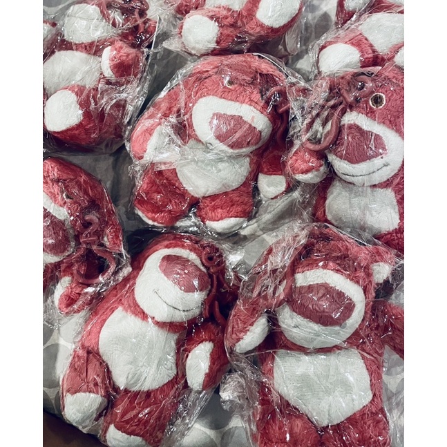 Móc khoá gấu bông Disney Toy Story gấu dâu Lotso có mùi thơm 8-10cm