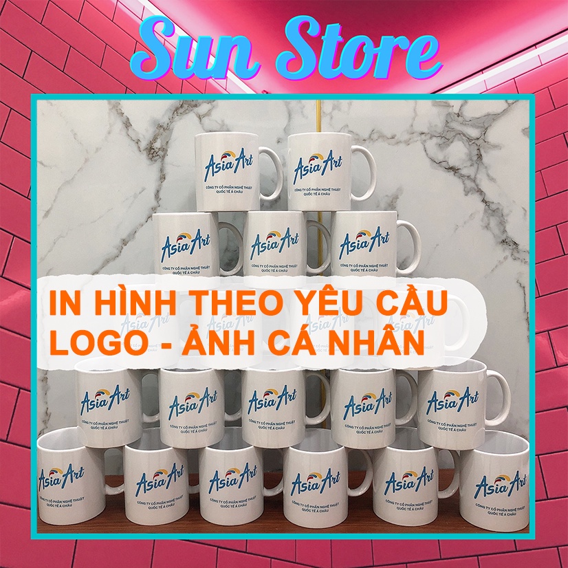 Ly sứ cốc sứ 300ml in hình theo yêu cầu làm quà tặng, cốc cá nhân, văn phòng in logo công ty - SunStoreVN