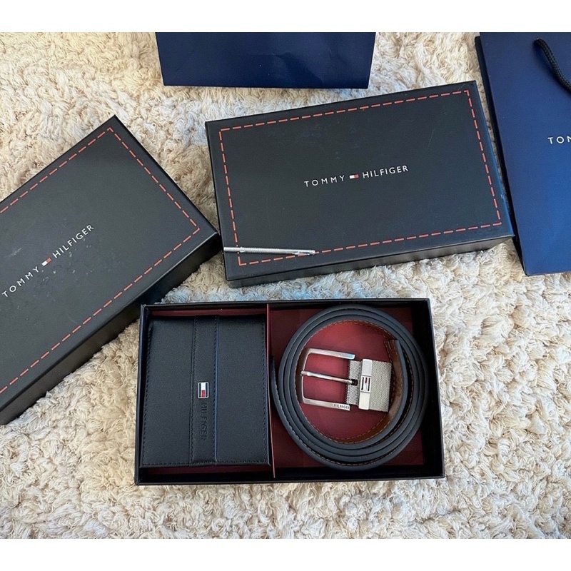 Set bộ ví thắt lưng Nam Tommy fullbox túi giấy