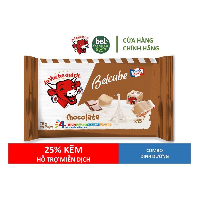 Phomai viên vuông hộp 15 viên vị vani, dâu, socola