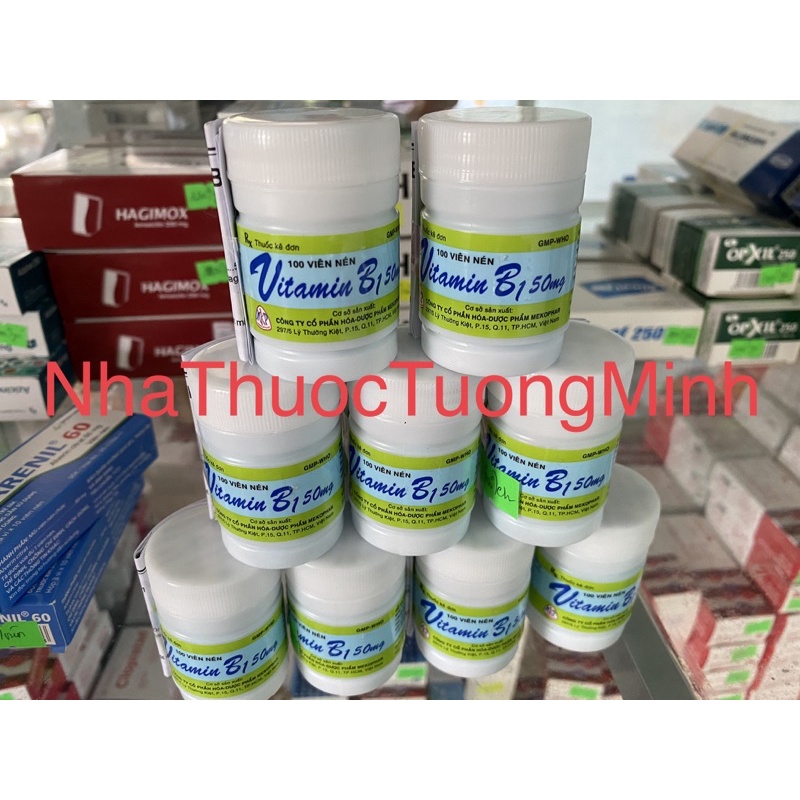 Vitamin B1 50mg| Viên Uống Màu Xanh| Dưỡng Da, Giảm Rụng Tóc| Mekofar Lọ 100 Viên