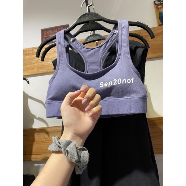 Áo tập thể thao nữ Sep20nof Bra chất thun cotton tự nhiên dây bản to Lnd