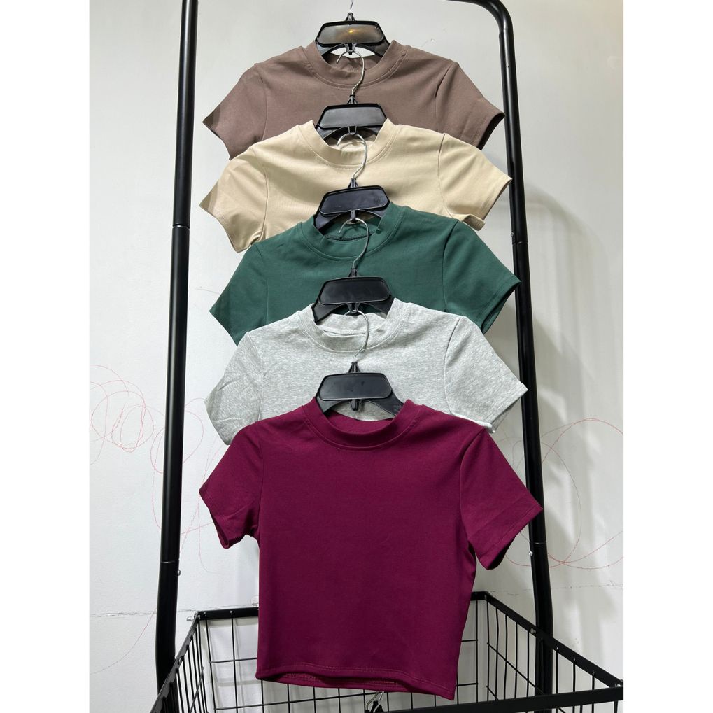 ÁO THUN CROPTOP CỔ TRÒ TAY CON 10 MÀU