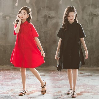 Váy xòe cổ sơ mi váy size đại bé gái lớn váy trẻ em 5,6,7,8,9,10,11,12,13,14,15 tuổi