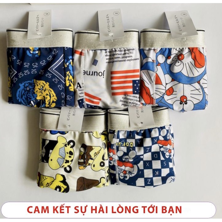 Combo 5 quần sịp quần lót nam thun lạnh doremon hoạt hình 4 chiều