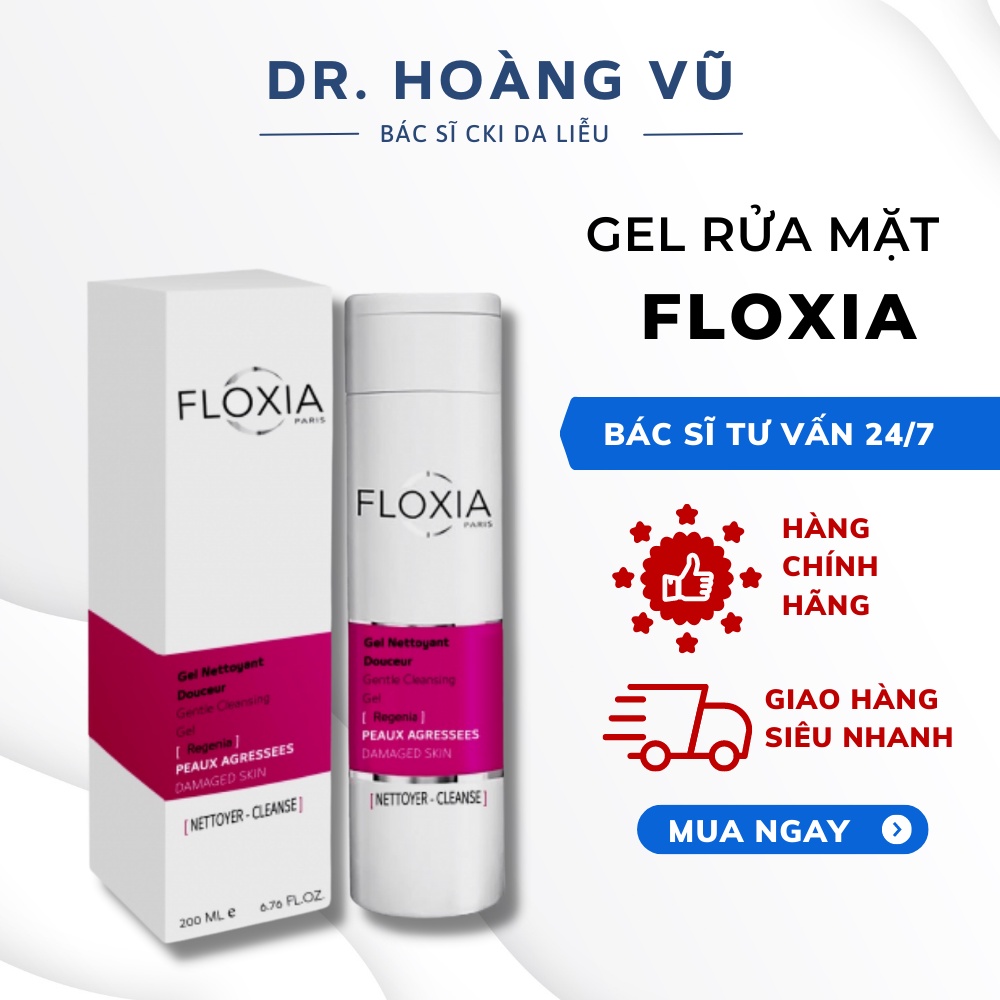 Sữa Rửa Mặt Floxia Gentle Cleansing Gel sinh dược chăm sóc da mặt cho da nhạy cảm 200ml - Dr. Hoàng Vũ