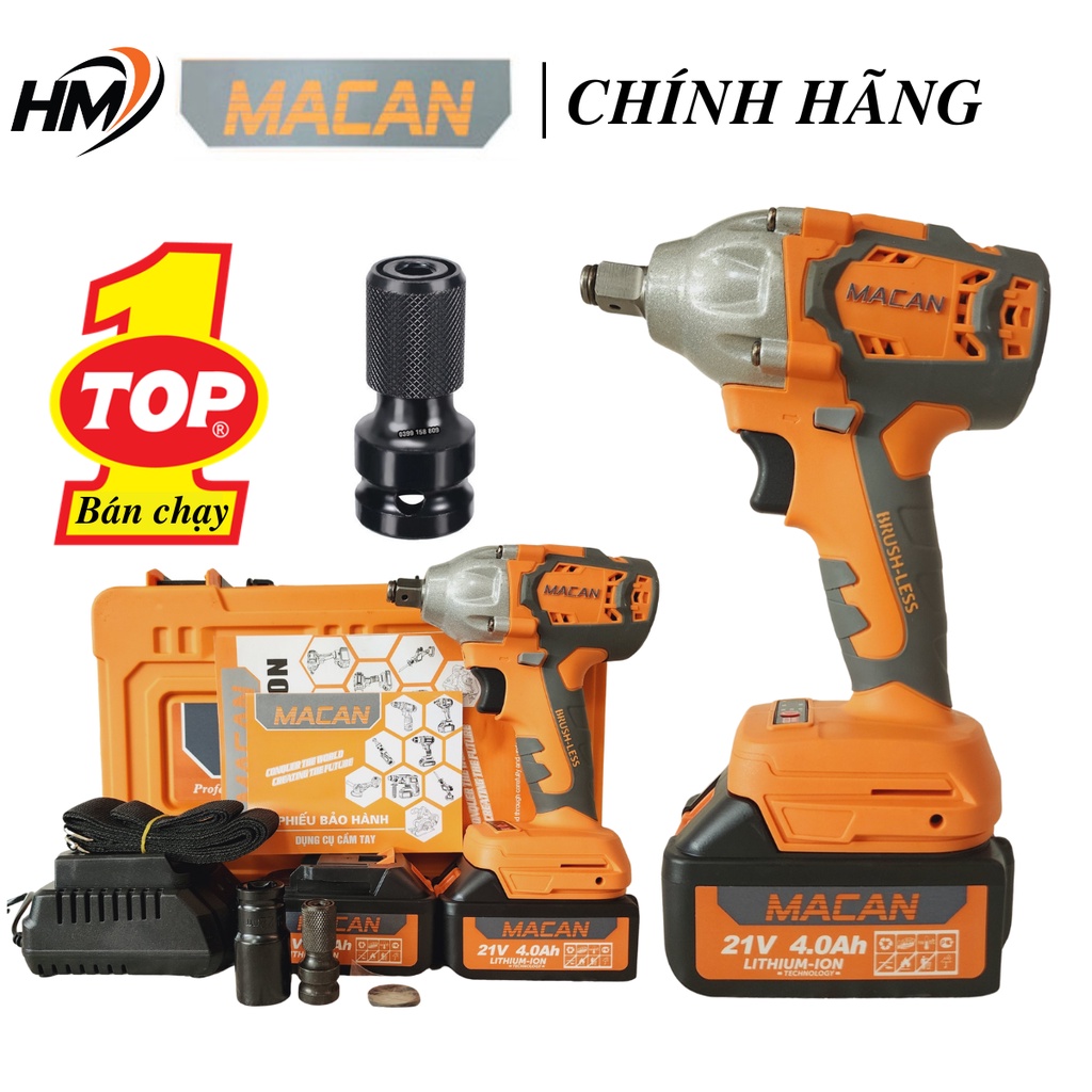Máy Siết Bulong Dùng Pin 21V MACAN Lực Siết 360Nm Không chổi than - Máy bắn vít chính hãng