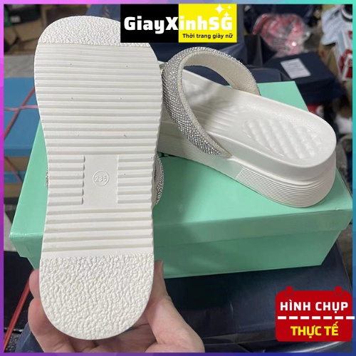 Sandal quai ngang xỏ ngón nữ  đính kim tuyến, phối nơ HÀNG QC cao cấp sang trọng