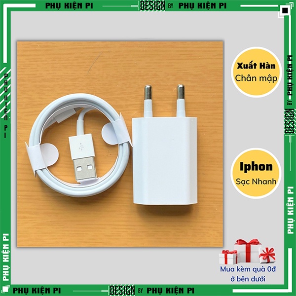 Bộ sạc dẹt 5w dành cho iphone đời cũ, Air pod chống chai pin