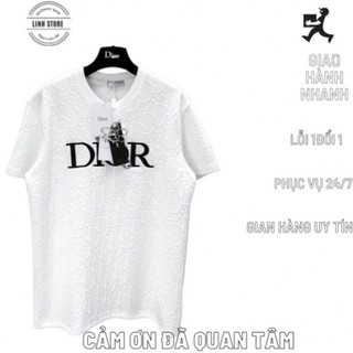 Áo thun DIOR nam nữ vân nổi , Chữ thêu chất Cotton giãn 4D - Áo DIOR From Dáng Unisex Bilux Official