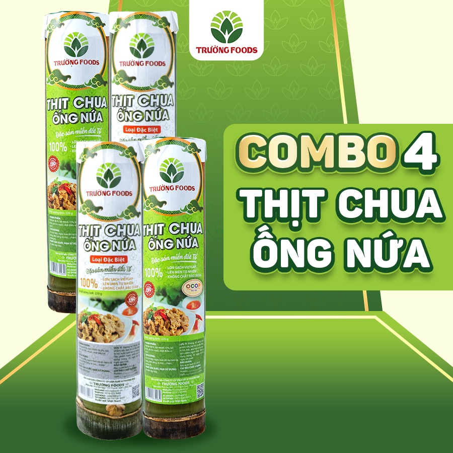 4 Thịt Chua Ống Nứa Trường Foods ( 2 Ống Đặc Biệt và 2 Ống Truyền Thống) 220g/Ống