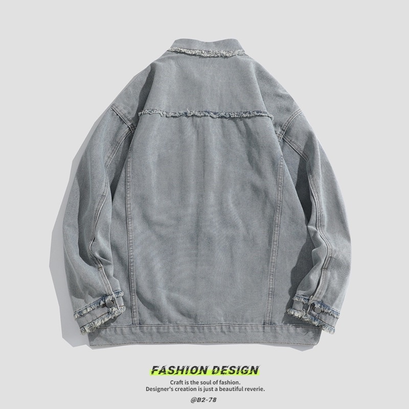 Áo Khoác Jeans Bò Rách Denim’s Jackets Unisex Màu Xanh Nhạt