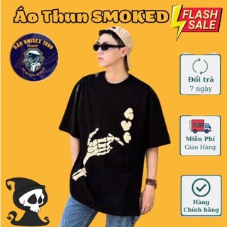 Áo thun SMOKED form rộng tay lỡ chất liệu cotton, Áo Phông Unisex Nam Nữ