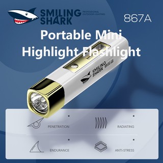 Đèn pin mini SMILING SHARK LED COB 2 trong 1 18650 sạc USB không thấm nước nhỏ gọn ngoài trời