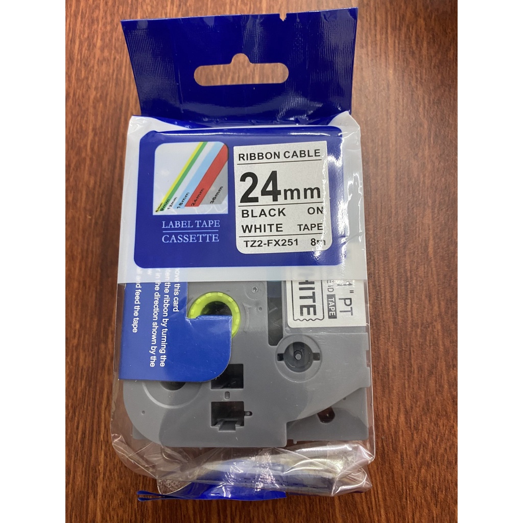 Băng in nhãn nền trắng chữ đen dài 8 mét rộng 6 / 9 / 12 / 24 / 36 mm - dùng cho máy in nhãn cầm tay Brother PTOUCH