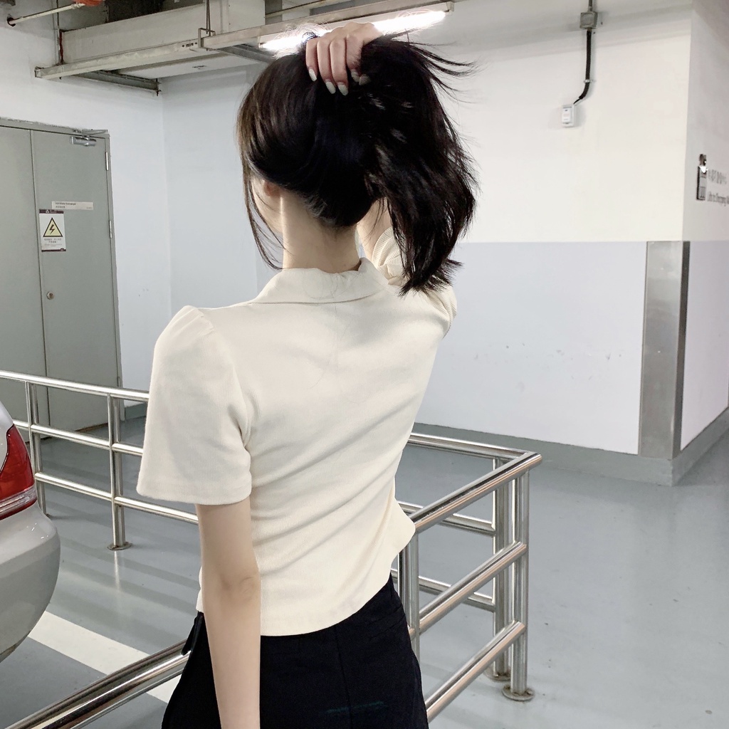 Áo Sơ Mi Tay Ngắn Dáng Ôm Phong Cách Hàn Quốc Thời Trang Cho Nữ