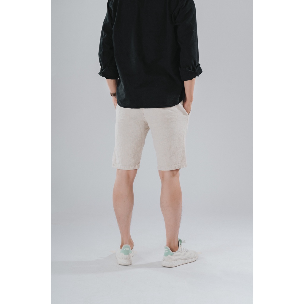 Quần Đùi Nam Đũi Ống Đứng  Lưng Thun Dây Rút  Chất Liệu Linen Mặc Thoáng Mát, Thoải Mái, Màu Trắng, Xám, Kem