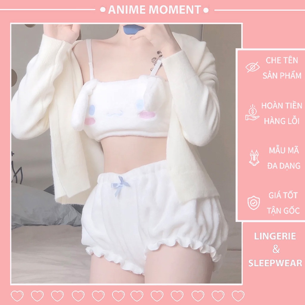 Bộ đồ Ngủ Kawaii Cho Phụ Nữ Bộ áo Ngực Nhung Dễ Thương Ngọt Ngào Bộ áo ống Và Quần đùi Cinnamoroll babyCinnamoroll