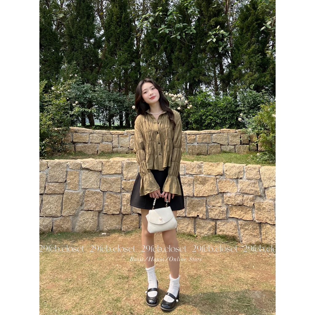 Áo sơ mi voan tơ mịn bo chun cách điệu - 29feb.closet - A216