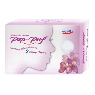 Bông trang điểm PoP-Puf 2 công dụng hộp 100 miếng