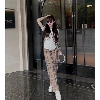 Set Quần Kẻ Mix Áo Thun L1