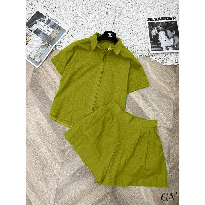 [3.3 Sales Freeship] Set bộ sơ mi đũi trơn basic, set áo tay ngắn cổ bẻ phối quần short đùi nhiều màu sắc cá tính