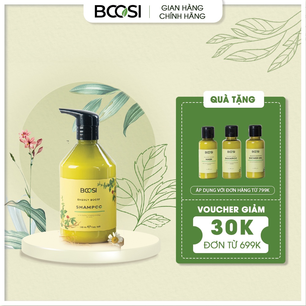 Dầu gội năng lượng Bcosi chăm sóc da đầu và ngăn ngừa tóc gãy rụng Bcosi Energy Boost Shampoo 500ml