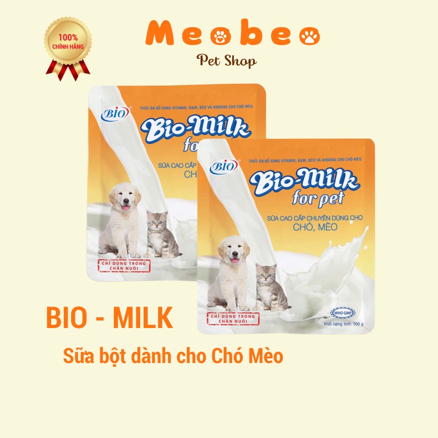 Sữa Bột BIO MILK gói 100g bổ sung chất dinh dưỡng cho Chó Mèo
