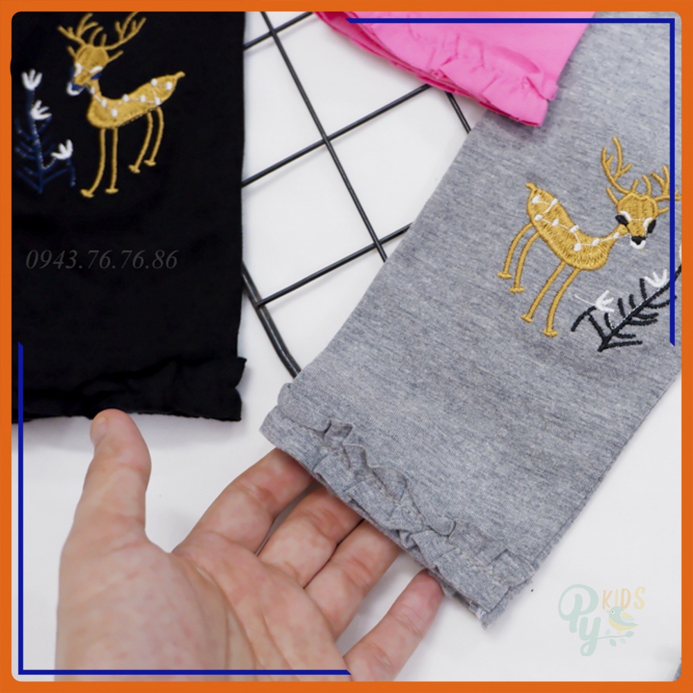 Quần legging dài/ quần bó dài cho bé gái từ 5-35 kg, cotton chính phẩm thêu lai bao đẹp