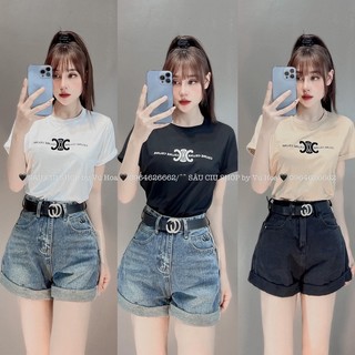 Áo thun tay lật chữ CL lông nổi