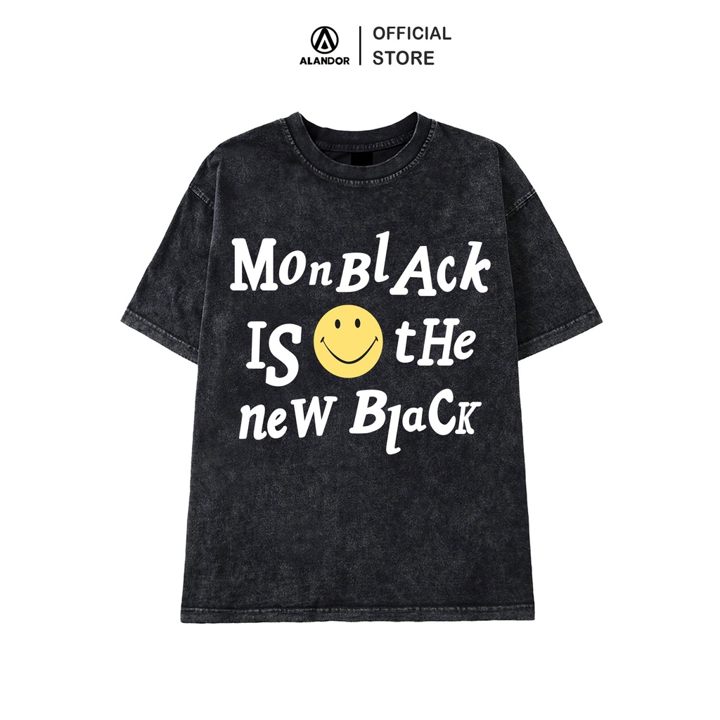 Áo wash xám Alandor local brand chính hãng form rộng tay lỡ Mon Black