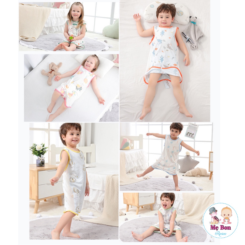 Túi ngủ hở chân cho bé có lưới mùa hè chất cotton thoáng mát